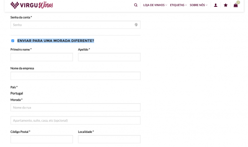 Como enviar o vinho que comprou para uma morada diferente